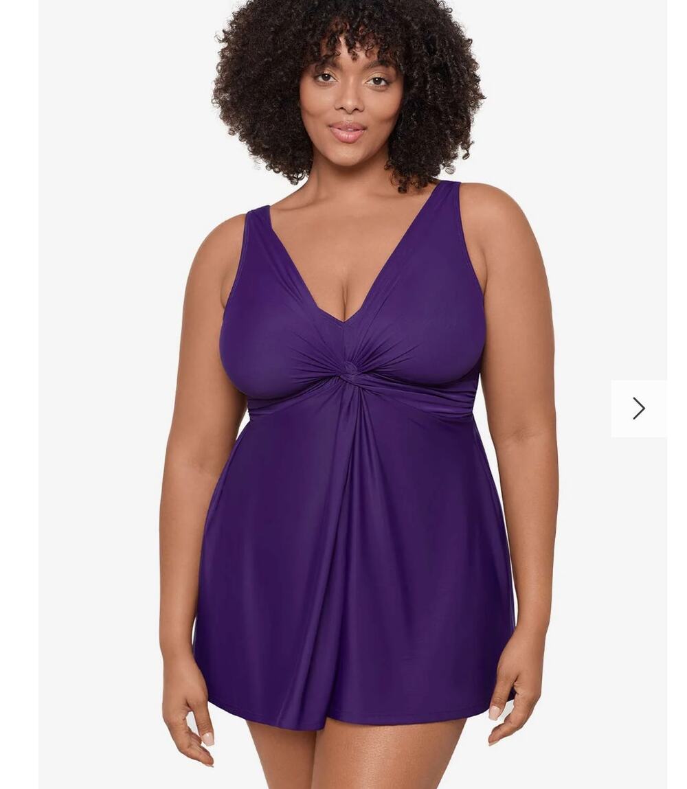 Miraclesuit Marais Twist Swim Dress Women’s 24W Purple NWT New